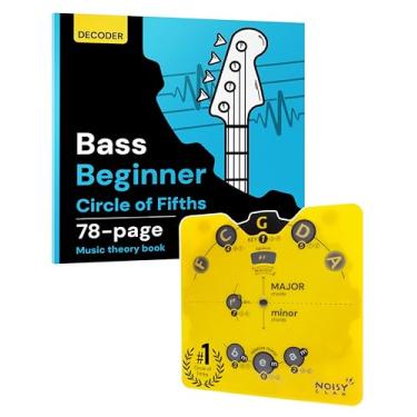 Imagem de Roda decodificadora Bass Circle of Fifths + Guia de Teoria Musical e Composição Musical de 78 Páginas – Ferramenta de Aprendizagem de Baixo Codificado por Cores para Acordes, Teclas, Escalas e