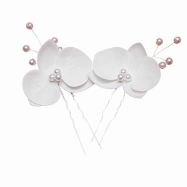 Imagem de Grinalda Grampo Cabelo De Noiva Arranjo Orquídea Enfeite A56 - Milly, 