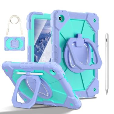 Imagem de Capa para Samsung Galaxy Tab A9+ / A9 Plus 11" (Modelos SM-X210/X215/X216/X218), Case Anti Impacto com Suporte para Pencil, Com Alça de Ombro (Verde Menta, Com Caneta Touch e Película de Vidro)