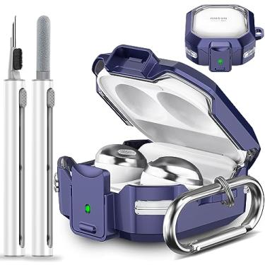 Imagem de 【Com trava segura】 Capa transparente para Samsung Galaxy Buds Fe 2023/Galaxy Buds 2 capa/Galaxy Buds Live capa/Galaxy Buds Pro 2 capa com chaveiro e kit de limpeza - azul claro