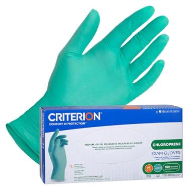 Imagem de Luvas de exame de cloropreno Criterion - não estéreis, descartáveis, sem látex, ambidestro, dedos texturizados, interior revestido de polímero, espessura de 4,33 mm - Grau médico. Verde. Médio. 100
