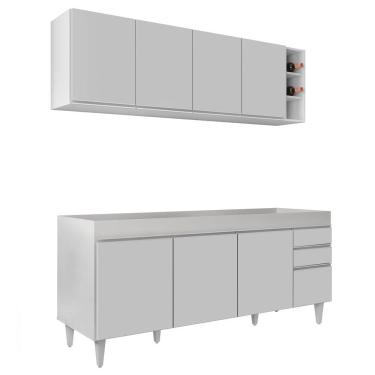 Imagem de Armário Nevada E Balcão Para Pia 180Cm Dallas Branco - Lumil