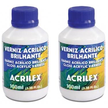 Imagem de Kit 2un Verniz Acrílico Brilhante 100ml Acrilex Madeira MDF