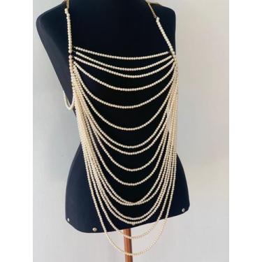 Imagem de Bodychain peça elegante decoração de Pérolas em camadas - Dondocas.Bij