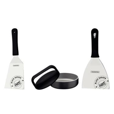 Imagem de Kit para Hambúrguer Tramontina Black Aluminio com Prensador e Espátula