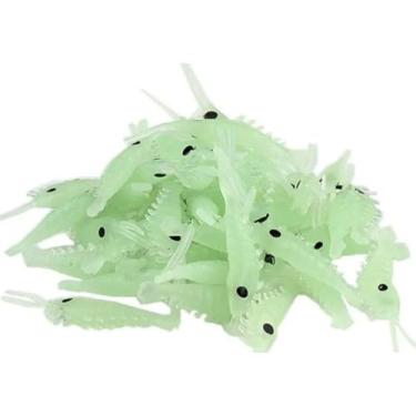 Imagem de Kit de Iscas Artificiais, 15 Camarões Luminosos Fosforescentes, Silicone, 3,5 cm, Verde