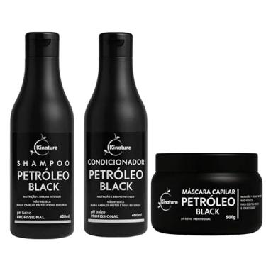 Imagem de Kit Capilar Petróleo Black, Shampoo, Condicionador e Máscara, para Cabelos Pretos e Escuros
