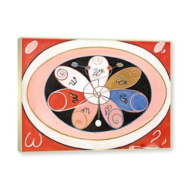Imagem de Moldura de champanhe. Pôster Hilma Af Klint, (Evolução, nº 15), reproduções de pinturas famosas, imagem de arte abstrata para sala de estar quarto decoração de casa. 60 x 80 cm - 23,7 x 31,5 pol