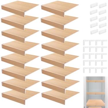 Imagem de CroBlissful 16 capas de prateleira de arame ajustáveis de PVC de madeira para despensa, forros de prateleira de madeira sintética, 30 x 35 cm, à prova de umidade, prateleiras removíveis para armário