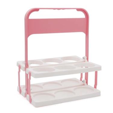 Imagem de Porta-garrafas de água dobrável, portador portátil de 6 furos para entrega, suporte de copo de café reutilizável de garrafa de cerveja de plástico com alça para catering restaurante carro de viagem