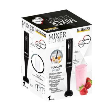 Imagem de Mixer Elétrico Manual, 200W, 220V, com Copo 700ml, Lâmina Dupla, Velocidade Variável, Preto e Branco