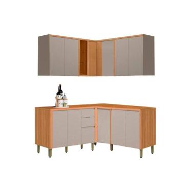 Imagem de Cozinha Modulada Completa Allure 6 Peças (3Aéreos+3Balcões) CP28 Jequitiba/Gris Fosco - Linea Brasil