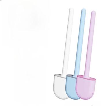 Imagem de Escova Sanitária de Silicone para Vaso Sanitário do Banheiro com Suporte e Adesivo para Parede, Escova de Limpeza para Privada(Sortido,Kit 1)
