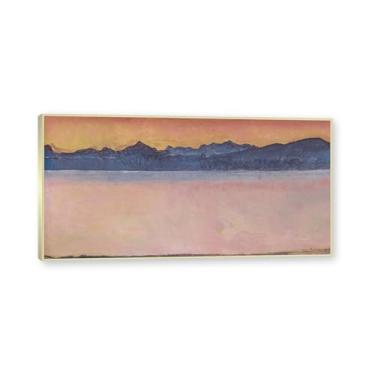 Imagem de Moldura de champanhe. Famosas pinturas a óleo (Lago Genebra 17) por Ferdinand Hodler, reprodução impressa em tela, arte de cenário para decoração de sala de estar. 40 x 80 cm - 15,8 x 31,5 pol