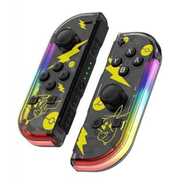 Imagem de Waillynice Wireless RGB Joy-Con Controller for Switch/OLED, Vibration Motion Sensor, Bluetooth, Type-C, 12 Color Options (Transparent Pikachu)