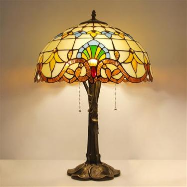 Imagem de Lâmpada De Mesa LED De Vidro Colorido Criativo Retrô Americano Adequado Para Sala De Estar, Estúdio, Quarto, Villa, Iluminação De Decoração De Hotel (Estilo 18)