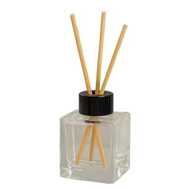 Imagem de Kit 10un Frascos de Vidro Cubo 100ml Aromatizador Difusor decoração Com tampa Luxo + Varetas(Preto)