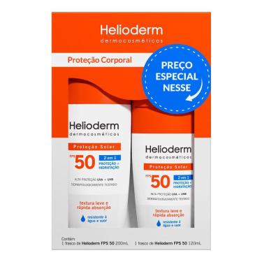 Imagem de Kit Protetor Solar Corporal Helioderm Suncare FPS 50 2 Unidades 200ml + 120ml