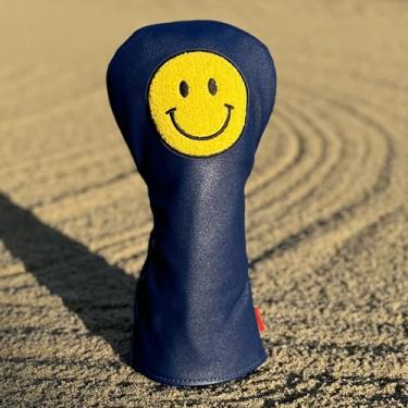 Imagem de MADSON GOLF Capas Para Tacos De Golfe Com Emojis Sorriso Feliz E Engraçado - Rosto Sorridente, Ímã Borracha, Posicionamento Seguro Acesso Rápido, Acessórios Magnéticos (Azul Marinho)
