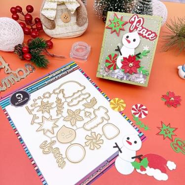 Imagem de Alinacutle Corte de metal de Natal cortado para embalagem de presente, papel artesanal, fazer cartões, faça você mesmo, álbuns, álbuns e decoração de presentes de Natal (peças fofas de Natal, boneco