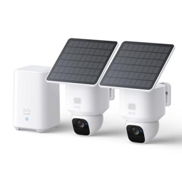 Imagem de eufy Security SoloCam E30, kit de 2 câmeras, câmeras de segurança sem fio ao ar livre, câmera solar externa sem fio, panorâmica de 360°, rastreamento AI, clareza 2K, compatível com HomeBase S380, sem