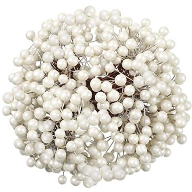 Imagem de BBTO Bagas de azevinho artificiais em hastes de arame, 250 hastes com 500 peças de frutas falsas de 8 mm para decoração de árvore de Natal, guirlanda de artesanato, lembrancinha de festa de casamento