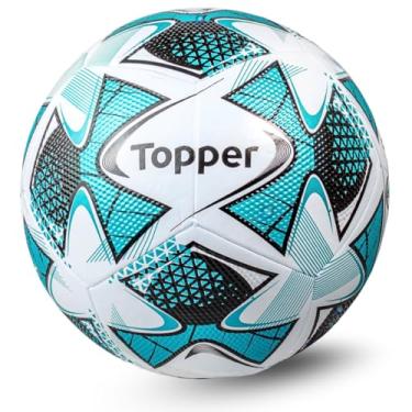 Imagem de Bola Futebol Topper Campo 22 Profissional Tamanho Oficial Azul Jogo Resistente Adulto Juvenil Original
