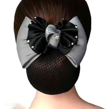 Imagem de Malha Flor Laço Crochê Laço Bun Net Presente para Mãe Clipe de Cabelo Para Atendentes de Luz Enfermeiras Acessórios de Cabelo Senhora Mulheres