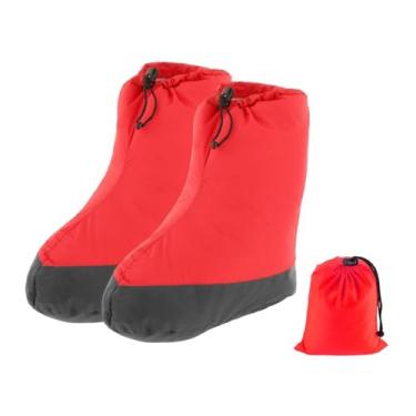 Imagem de oshhni Botas de plumas, meias quentes com bolsa de armazenamento, calçados térmicos ultraleves e portáteis, meias de plumas para barraca, mochila, esqui, Xl Azul