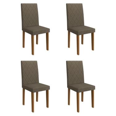 Imagem de Kit 4 Cadeiras De Jantar Estofadas 43,5cm Multimóveis CR50219 Cacau