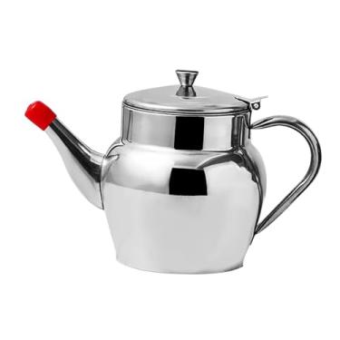 Imagem de predolo Dispensador de óleo de aço inoxidável, garrafa de vinagre, despejador de azeite de oliva portátil, recipiente de vinagre com alça para uso doméstico, 1500ml