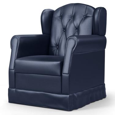 Imagem de Poltrona de Amamentação Fixa Letícia Sintético Azul Marinho - Phoenix