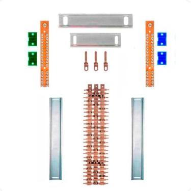Imagem de Kit Barramento Trifásico 100A para 52 Circuitos com Placa de Policarbo