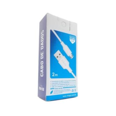 Imagem de Cabo De Dados Micro-Usb V8 Kingo Branco 2M 2.1A Galaxy A02