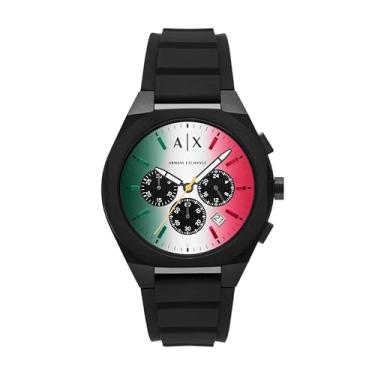 Imagem de Armani Exchange Relógio masculino A|X cronógrafo preto de silicone (modelo: AX4173)