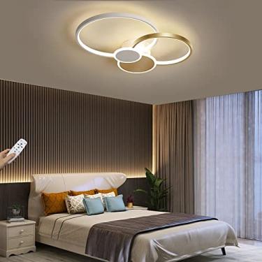 Imagem de Luminária de teto LED regulável com controle remoto, lâmpada de sala de estar, design moderno de anel redondo, luminária de teto de metal e acrílico para cozinha, quarto, sala de jantar, qua