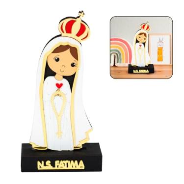 Imagem de Imagem Infantil Nossa Senhora de Fátima MDF 17cm Base Decorativa Presente Religioso (NS Fátima)