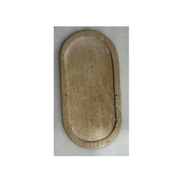 Imagem de Perilla Home Bandeja decorativa oval de mármore, 30 x 15 x 15 cm – Bandeja de pedra travertino natural para mesa de café, banheiro, cozinha, joias, perfume, bugiganga, anel, prato de chaveiro