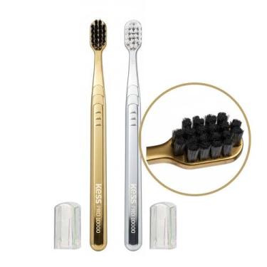 Imagem de Kit 2 Escova de Dente Metalic Kess Pro 10k Cerdas Extra Macias Dourada