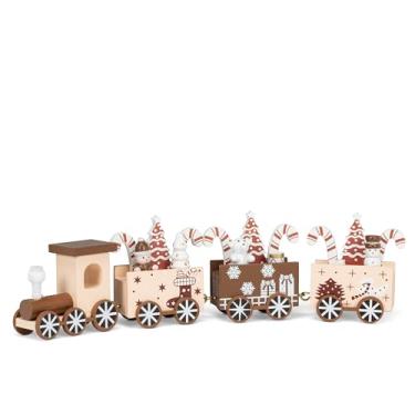 Imagem de Abbott Collection Conjunto de trem grande com brinquedos e doces estatueta decorativa - madeira, marrom/marfim (30 cm C)