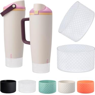 Imagem de [Pacote com 2] Bota de silicone para Owala Sway FreeSip 850 g e garrafa de 1134 g - Capa protetora antiderrapante, capa de base à prova de choque, para protetor inferior Owala Free Sip (transparente)