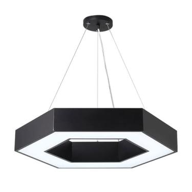 Imagem de Lustre moderno Hexágono LED Pendente Luz Moderna Simples Decorações Lustre Criativo Ajustável Teto Pendurado Lâmpada para Lojas Sala de Estar Teto Suspensão Salas de Jantar Droplights (Oco -