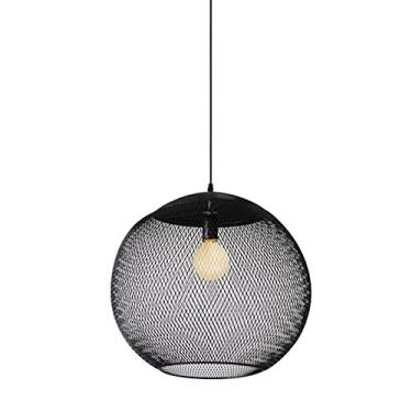 Imagem de Lustre moderno com gaiola de arame oco, luminária pendente esférica vintage, lustre estilo americano para quarto de fazenda, cozinha, ilha, sala de jantar, bar, luminária de teto (50 cm)