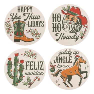 Imagem de Karma, Porta-copos de papel para coquetel, pacote com 8 em 4 designs diferentes, papel elegante descartável para porta-copos para festa de Natal, cowboy