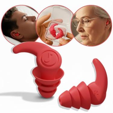 Imagem de Protetor de Ouvido Tampão Auricular de Silicone Lavável Anti-Ruído para Dormir Natação Estudo Trabalho Earplugs Abafador Auditivo (Vermelho, Tamanho único)