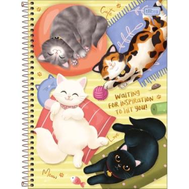 Imagem de Tilibra - Caderno Espiral Capa Dura Universitário 1 Matéria Purrfect Cats 80 Folhas - Gatos Fundo Verde