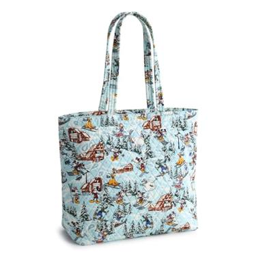 Imagem de Vera Bradley Bolsa de algodão premium com zíper original da Disney, Ski Weekend Mickey and Friends