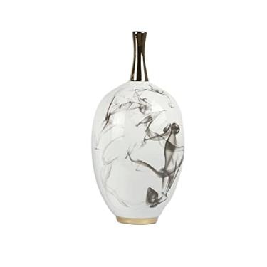 Imagem de CYYHGD Vasos de flores vaso de cerâmica novos vasos de porcelana pintados com tinta 16,9 polegadas grande vaso de flores decorativo sala de estar hotel mesa de jantar decoração