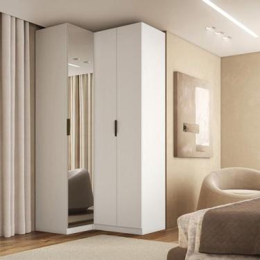 Imagem de Guarda Roupa de Canto 3 Portas 1 Espelho Altezza Clean Belmax, Branco