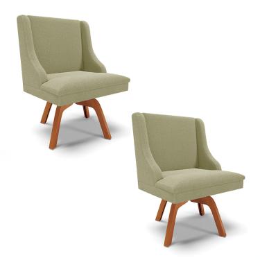 Imagem de Cadeira Sala de Jantar Giratória MM35 kit 2 Liz Bouclê Pistache D03 - D'Rossi